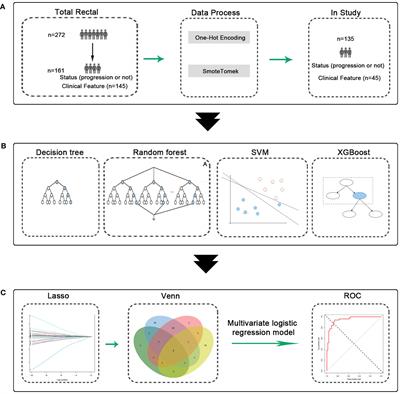 Construction and validation of a progression prediction model for locally advanced rectal cancer patients received neoadjuvant chemoradiotherapy followed by total mesorectal excision based on machine learning